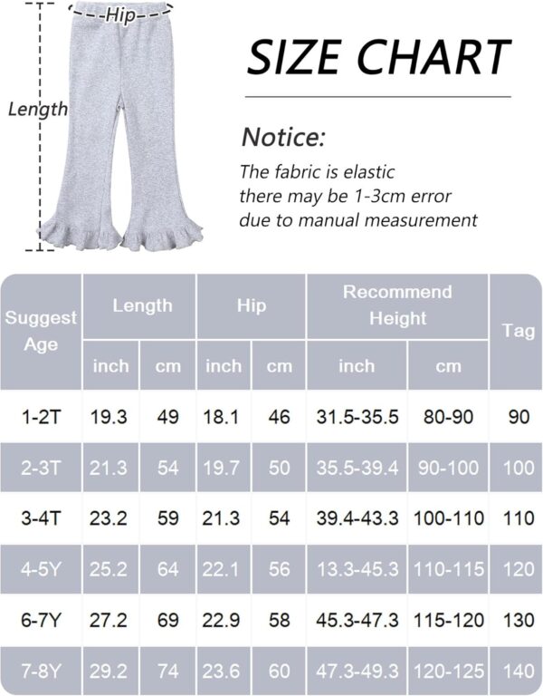 FEOYA Girls Ribbed Flared Leggings Cotton Ruffle Leggings Bell Bottoms Yoga Pants Casual High Waisted for Dance Workout - Image 2