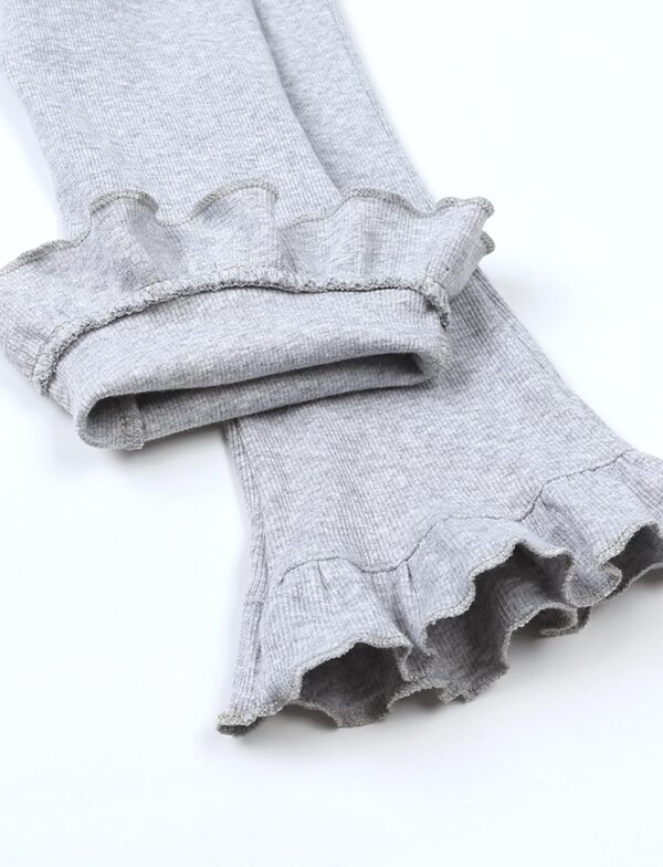 FEOYA Girls Ribbed Flared Leggings Cotton Ruffle Leggings Bell Bottoms Yoga Pants Casual High Waisted for Dance Workout - Image 4