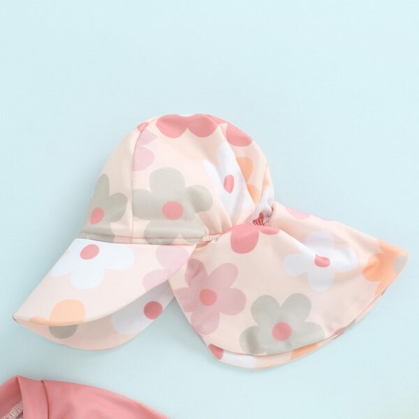 LYSINK Toddler Baby Girl Swimsuit Set One Piece Long Sleeve Zip Up Rash Guard Swimwear Sun Protection with Hat 2Pcs Bathing Suit - Image 5