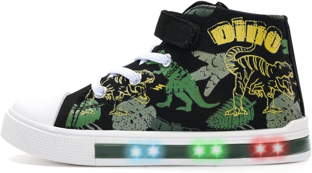 1742833251_61gXJltFl4L._AC_SL1200_.jpg EUXTERPA Kids Light Up Trainers, Boys Girls High Top Pumps Flashing Sneakers Toddler Easy Fasten Canvas Shoes - Image 1