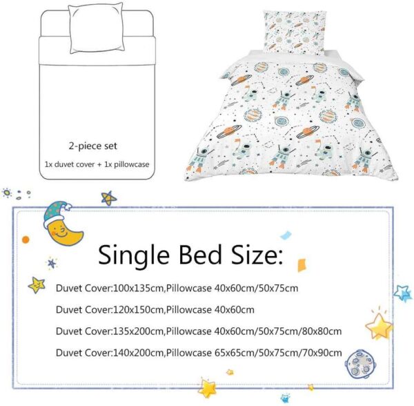 FANSU Giraffe Printed Duvet Cover Bedding Set 2 Piece for Children Baby Girls Boys Kids,Nursery Easy Care Quilt Cover with zipper & Pillow Set for Toddler Cot Bed (grassland,100x135cm+40x60cm) - Image 5