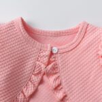 Kumsolu 3Pcs Summer Baby Girl Dress and Short Sleeve Cardigan Set Pink - Image 2