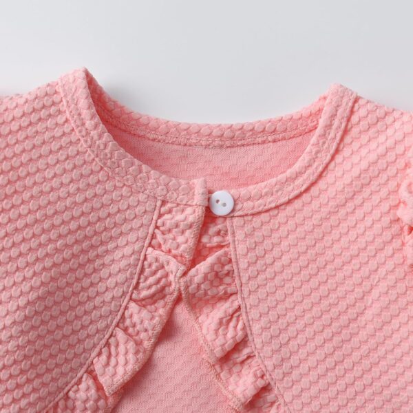 Kumsolu 3Pcs Summer Baby Girl Dress and Short Sleeve Cardigan Set Pink - Image 2