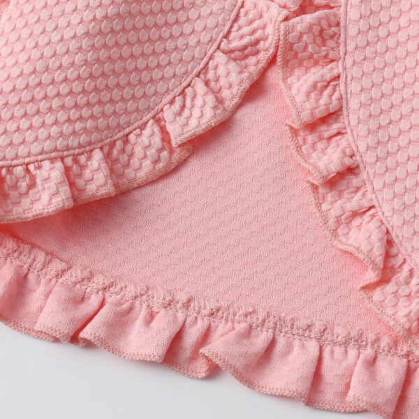 Kumsolu 3Pcs Summer Baby Girl Dress and Short Sleeve Cardigan Set Pink - Image 4