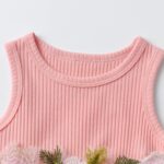 Kumsolu 3Pcs Summer Baby Girl Dress and Short Sleeve Cardigan Set Pink - Image 5