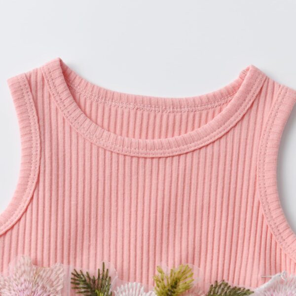 Kumsolu 3Pcs Summer Baby Girl Dress and Short Sleeve Cardigan Set Pink - Image 5