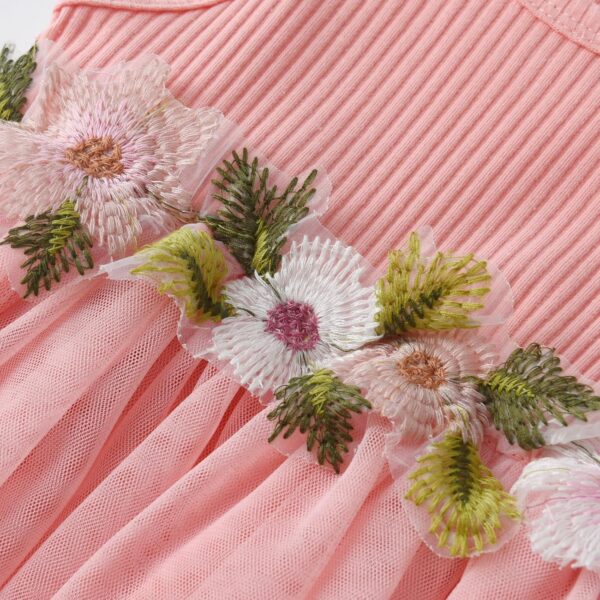 Kumsolu 3Pcs Summer Baby Girl Dress and Short Sleeve Cardigan Set Pink - Image 6