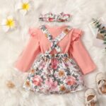 Newborn Baby Girl Dress Ruffle Long Sleeve with Floral Print for Baby Girl Romper Set - Image 6