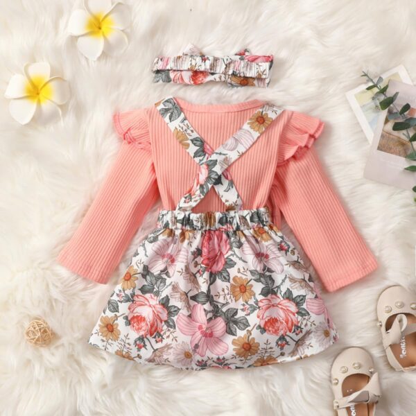 Newborn Baby Girl Dress Ruffle Long Sleeve with Floral Print for Baby Girl Romper Set - Image 6