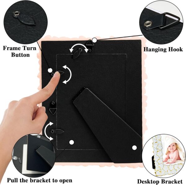 Hiwhy 10x10 CM Flowers Photo Frame 4x4 Inch for Pets Pictures Baby Photos, Table Top or Wall Mount, White and Gold - Image 5