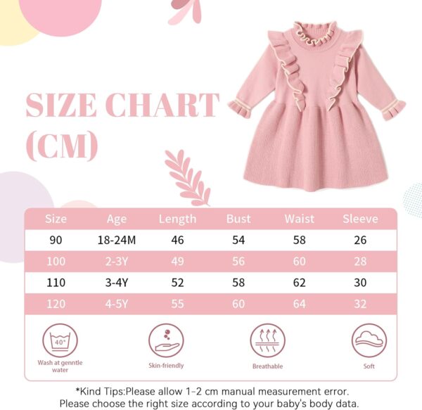 Miipat Baby Girl Dress Long Sleeve Toddler Girls Sweater Dresses Fall Winter Ruffle Pullover Knit Outfits for Girl - Image 6