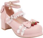 Big Girls Gorgeous Princess Shoes Lace Up Pu Material Bow Decorated Thick Heels High Heels Party Wedding Prom Shoes Baby Girl Hard Sole Sandals