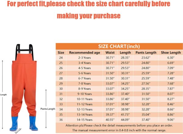 Kids Chest Waders Youth Fishing Waders for Toddler Children Water Proof Waders with Boots Boys Romper 24 Months 1 Month Old Boy Clothes Toddler Clothes Boy Summer - Image 6