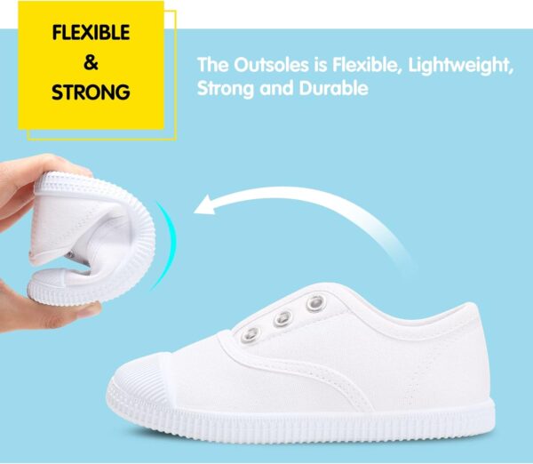 Unisex Kids Canvas Shoes Toddlers Sneakers Breathable Slip-on Trainers Pumps Plimsoles for Boy and Girls - Image 2