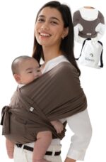 Konny Baby Carrier Luxury SoftBreeze Carrier Wrap, Easy to Wear Baby Wrap Carrier, Perfect Essentials Cloths for Newborn Babies up to 44 lbs, (Mocha, 5XL)