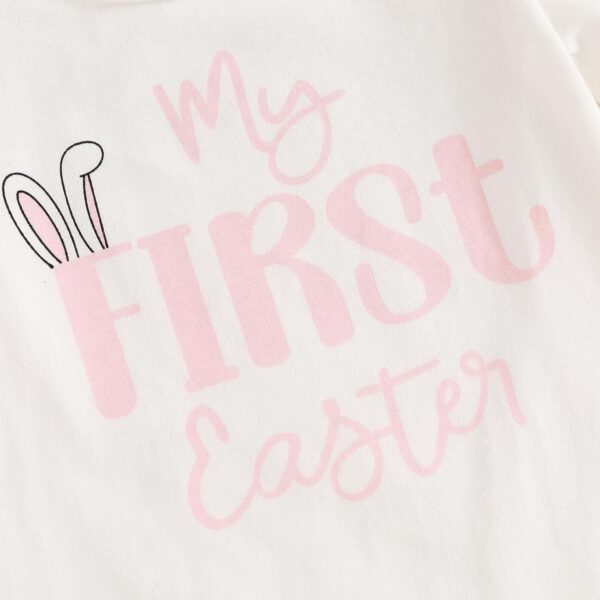 M9ppzzur7 My First Easter Outfit Baby Girls Letter Print Romper and Rabbit Tail Shorts + Headband Set Clothes - Image 4