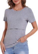 Sosolism Essential Nursing Tops Summer Breastfeeding Tshirt Short Sleeve Soft Feeding tee for Women
