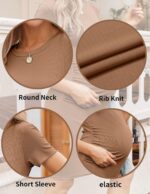 Ekouaer Women's Maternity Dresses Short Sleeve - Image 2