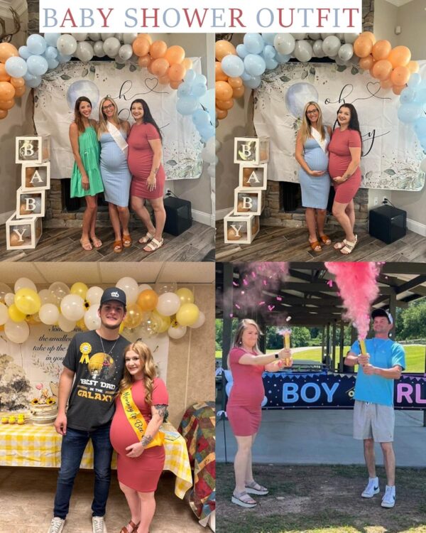 Ekouaer Women's Maternity Dresses Short Sleeve - Image 4