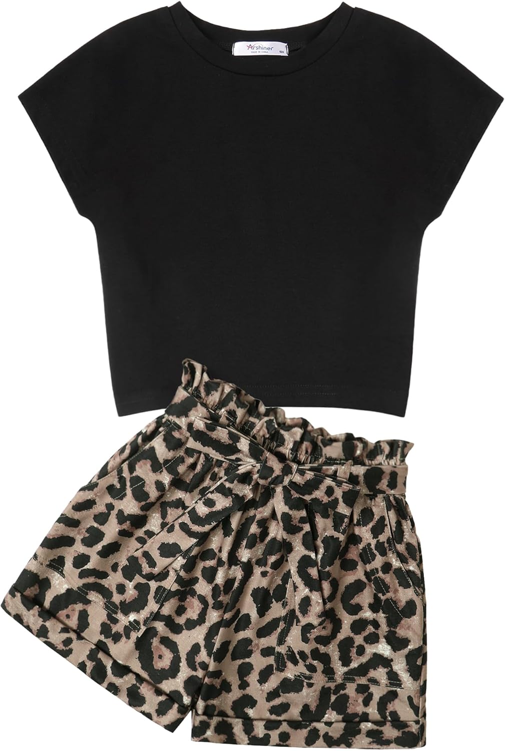 1742925360_71I0rTctRJL._AC_SL1500_.jpg Arshiner Girl's Clothing Set Kids Summer T-shirt with Shorts Set Casual Fashion Short Sleeve Top Outfits Set for Girls 6-14 Years - Image 1