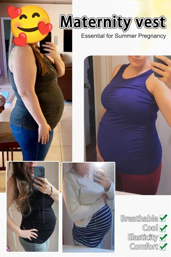 Summer Women's Maternity Tank Top Comfy Sleeveless Maternity Clothes (3 pcs) - Image 6