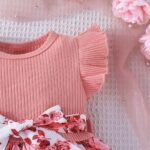 Baby Girl Dress Ruffle Short Sleeve with Floral Print for Infant Girl Summer Princess Dress - Image 4