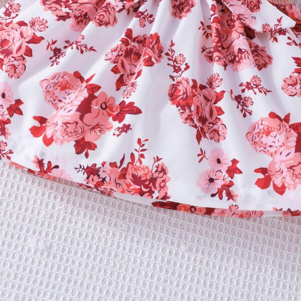 Baby Girl Dress Ruffle Short Sleeve with Floral Print for Infant Girl Summer Princess Dress - Image 6