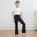KAKU NANU Girls Flared Legging 2 Pcs,5-12 Years High Waisted Black Grey School Trousers Yoga Pants Sports Dance Joggers Leggings - Image 2