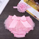 JEATHA Infant Baby Girls Casual Photo Shoot Birthday Outfit Ruffled Tulle Bloomer Diaper Cover with Headband Set - Image 6