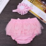 JEATHA Infant Baby Girls Casual Photo Shoot Birthday Outfit Ruffled Tulle Bloomer Diaper Cover with Headband Set - Image 7