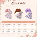 JiAmy Girls Dress and Cardigan Set Toddler Long Sleeve Knitted Coat Sleeveless Floral Print Dresses with Bow 2 Piece Outfits Clothes for Girl 12 Months-7 Years - Image 6
