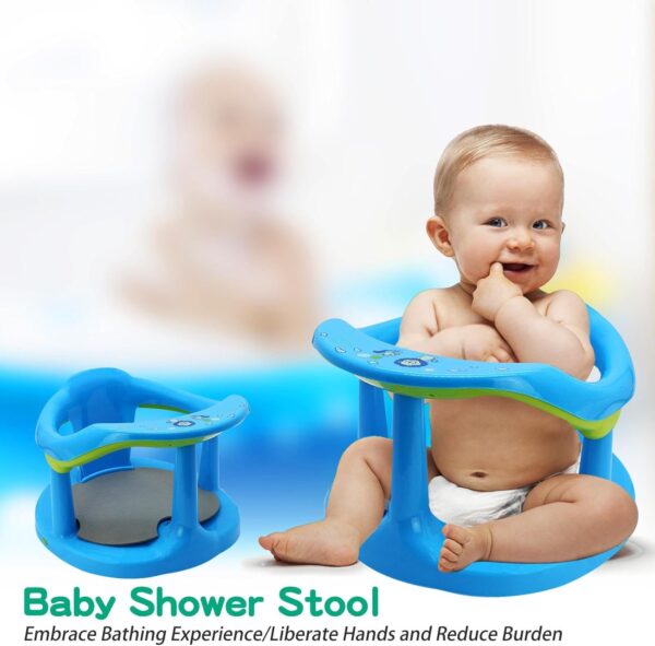 Toddler Shower Seat, Baby Shower Chair, Heat Resistant Bath Support Seat, Non-Slip Anti-Rollover Skin Friendly for 6-18 Month Boy Girl, 32 x 32 x 21 cm - Image 2