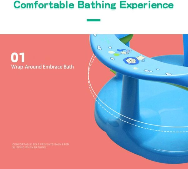 Toddler Shower Seat, Baby Shower Chair, Heat Resistant Bath Support Seat, Non-Slip Anti-Rollover Skin Friendly for 6-18 Month Boy Girl, 32 x 32 x 21 cm - Image 4