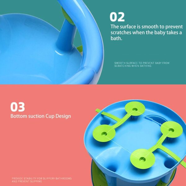 Toddler Shower Seat, Baby Shower Chair, Heat Resistant Bath Support Seat, Non-Slip Anti-Rollover Skin Friendly for 6-18 Month Boy Girl, 32 x 32 x 21 cm - Image 5