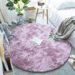 Jyswx Round Shaggy Area Rugs for Living Room - Fluffy Circle Carpet for Bedroom, Kids Room, and Nursery - Modern Soft Washable Decorative Floor Mat, Darkgreen, Diam 120cm - Image 2