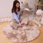 Jyswx Round Shaggy Area Rugs for Living Room - Fluffy Circle Carpet for Bedroom, Kids Room, and Nursery - Modern Soft Washable Decorative Floor Mat, Darkgreen, Diam 120cm - Image 4