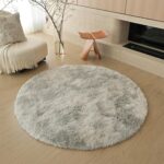 Jyswx Round Shaggy Area Rugs for Living Room - Fluffy Circle Carpet for Bedroom, Kids Room, and Nursery - Modern Soft Washable Decorative Floor Mat, Darkgreen, Diam 120cm - Image 5