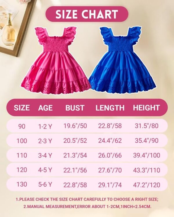 JiAmy Toddler Girls Dresses Ruffle Sleeve Solid Color Hollow Clothes A Line Party Kids Summer Dresses Tiered Splicing Outfit for 1-6 Years - Image 2