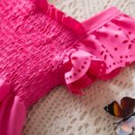 JiAmy Toddler Girls Dresses Ruffle Sleeve Solid Color Hollow Clothes A Line Party Kids Summer Dresses Tiered Splicing Outfit for 1-6 Years - Image 6