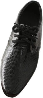 Boys 𝗢xford Dress Shoes, Pointed Toe Leather Lace-Up Formal Business Wedding Shoes, Black 𝗦nake Skin Pattern Men's Dress Shoes, Kids Student Casual 𝗨niform Leather Shoes British Children