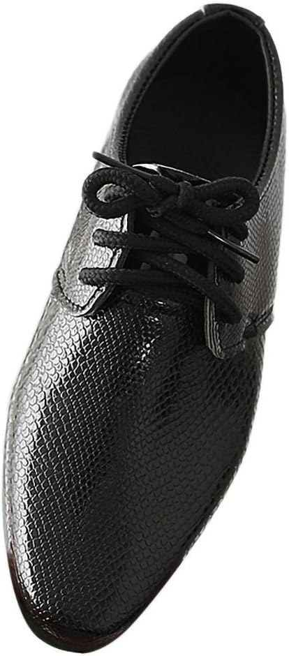1743040539_51tTxh0U1YL._AC_SL1024_.jpg Boys 𝗢xford Dress Shoes, Pointed Toe Leather Lace-Up Formal Business Wedding Shoes, Black 𝗦nake Skin Pattern Men's Dress Shoes, Kids Student Casual 𝗨niform Leather Shoes British Children - Image 1