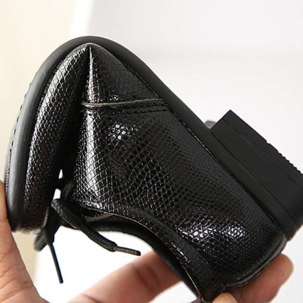 Boys 𝗢xford Dress Shoes, Pointed Toe Leather Lace-Up Formal Business Wedding Shoes, Black 𝗦nake Skin Pattern Men's Dress Shoes, Kids Student Casual 𝗨niform Leather Shoes British Children - Image 6