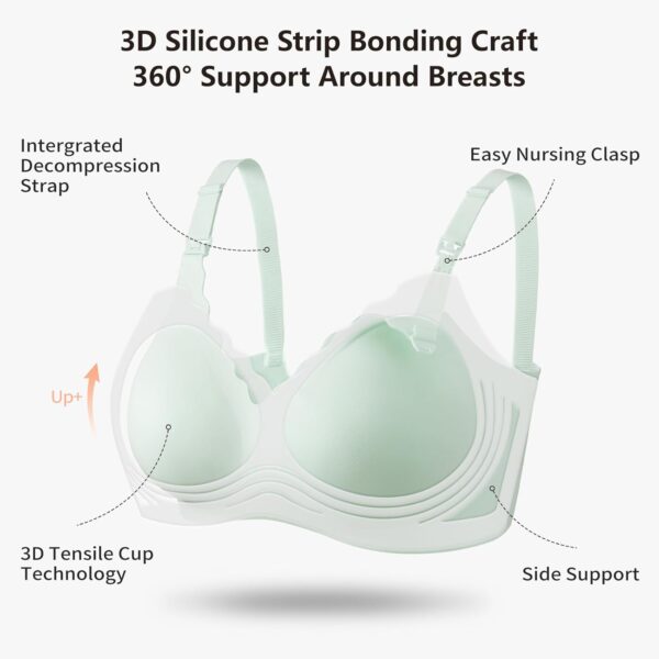 Dresime Nursing Bras for Breastfeeding,Wireless Ultra Comfort Maternity Bra Jelly Strip Support Pregnancy Bralette - Image 3