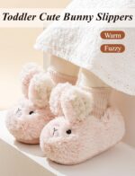 Ausing Girl's Slippers Baby Plush Slipper Cute Bunny Slippers Toddler Winter Warm Slipper Soft Anti-Slip Children House Shoes - Image 2