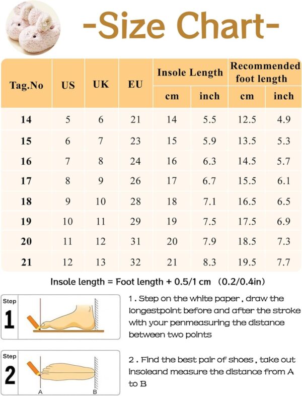 Ausing Girl's Slippers Baby Plush Slipper Cute Bunny Slippers Toddler Winter Warm Slipper Soft Anti-Slip Children House Shoes - Image 6