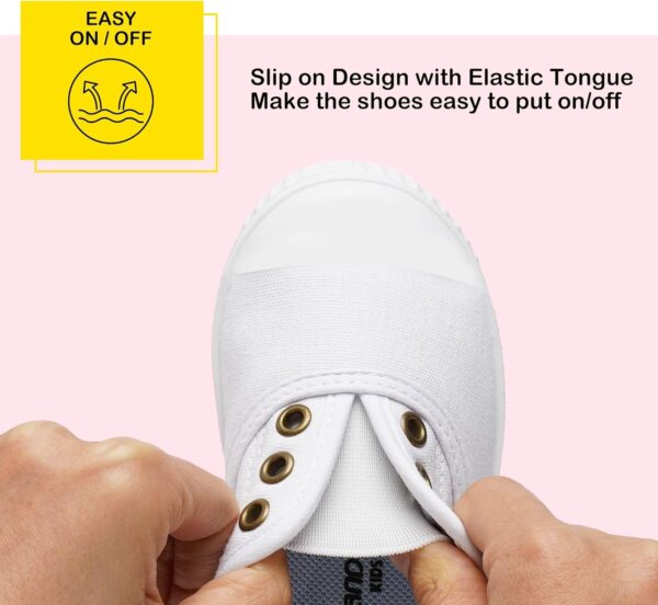 Unisex Kids Canvas Shoes Toddlers Sneakers Breathable Slip-on Trainers Pumps Plimsoles for Boy and Girls - Image 2