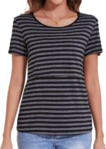 Sosolism Essential Nursing Tops Summer Breastfeeding Tshirt Short Sleeve Soft Feeding tee for Women