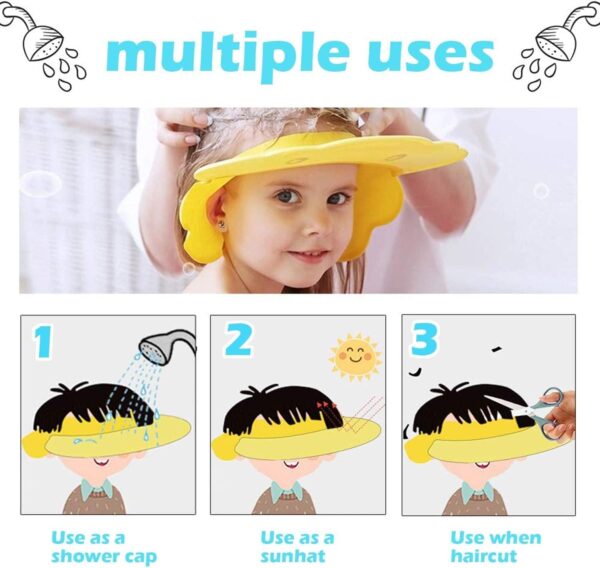 Baby Shower Cap Shield, Shower Cap for Kids, Visor Hat for Eye and Ear Protection for Children, Adjustable Bathing tub Head Hair Rinser Shield Protection Kids and Toddler - Image 5