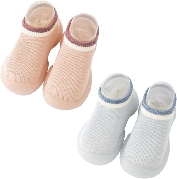 Falafoty Baby Sock Shoes Baby First Walking Shoes, Toddler Non-Slip Breathable Slippers with Soft Rubber Sole, Newborn Summer Breathable Walk Sock Shoes for Baby Boys Girls Sneakers (Blue, 18-24Month) - Image 2