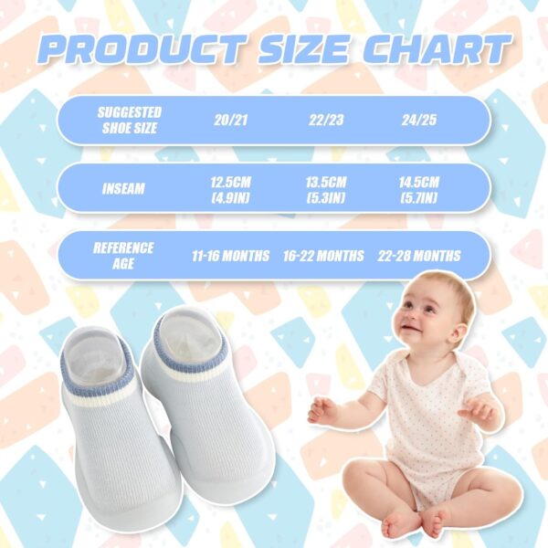 Falafoty Baby Sock Shoes Baby First Walking Shoes, Toddler Non-Slip Breathable Slippers with Soft Rubber Sole, Newborn Summer Breathable Walk Sock Shoes for Baby Boys Girls Sneakers (Blue, 18-24Month) - Image 3